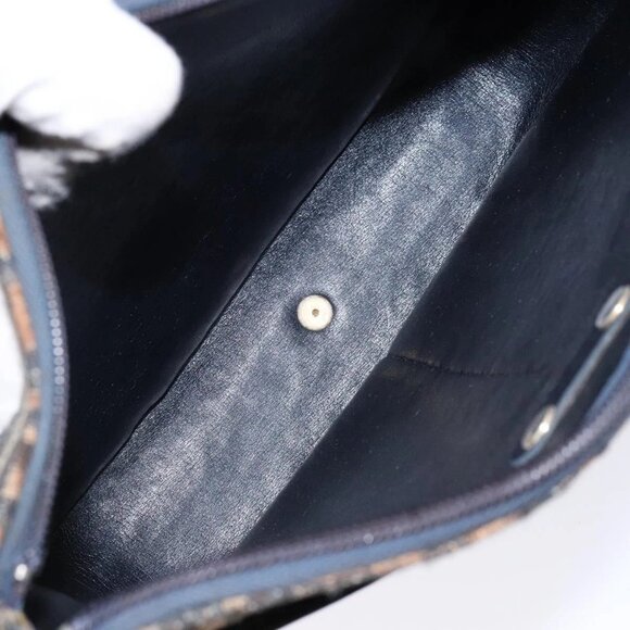 Christian Dior Trotter Canvas Shoulder Bag Navy Gold Auth BA4463 - Picture 10 of 16